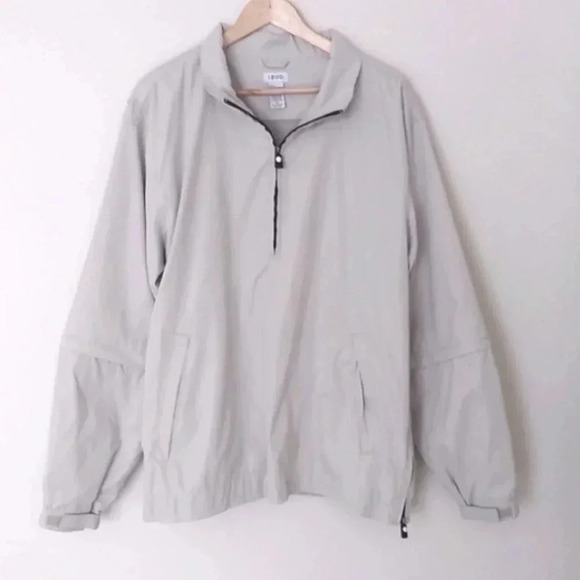 IZOD Mens Half Zip Pullover Windbreaker Jacket In Cream Size XL - Picture 1 of 7